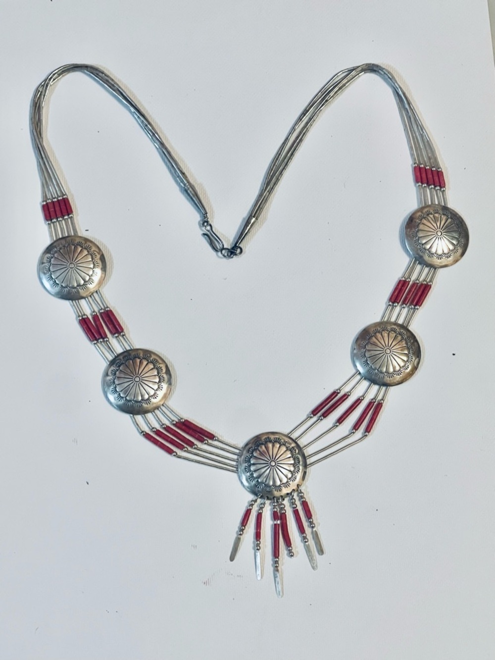 Rare VTG Concho Shell Heishi Liquid
Sterling Necklace 26 G Size 21.5"